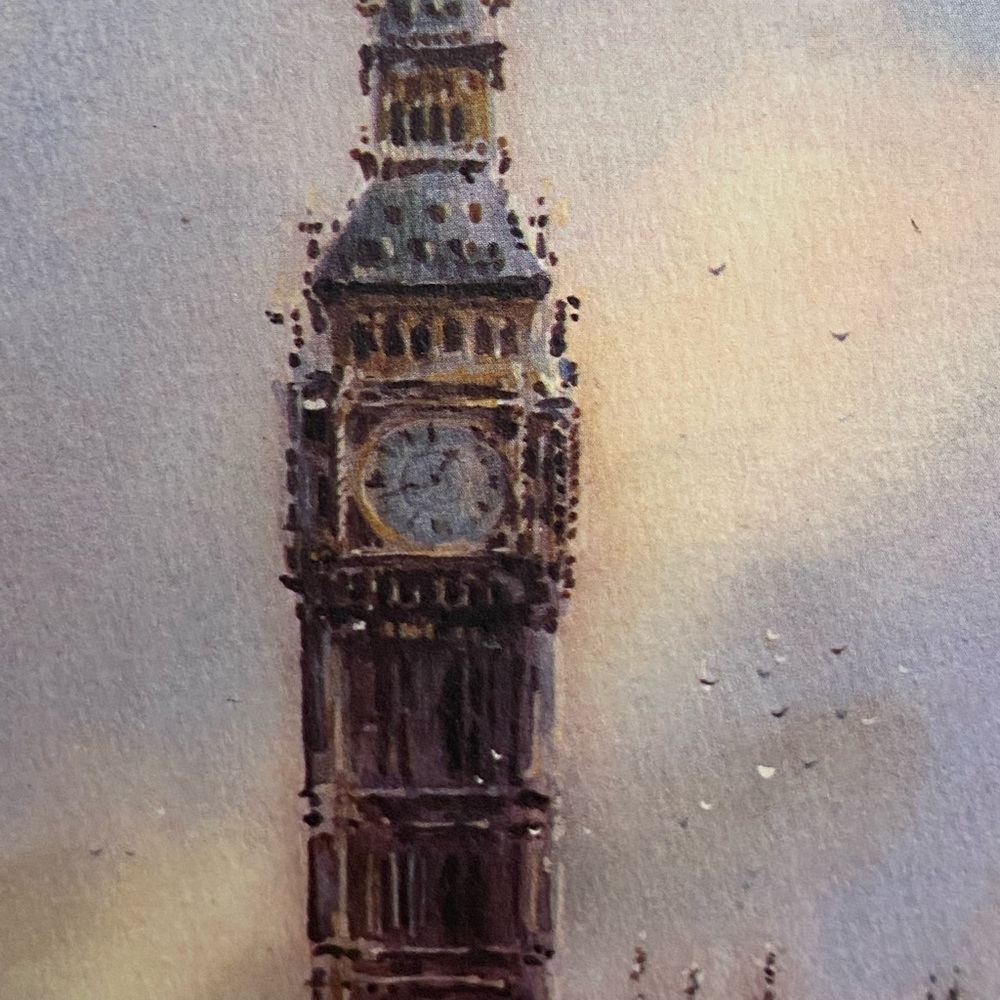 Big Ben London watercolor print Asterio Pascolini vintage - Picture 3 of 10